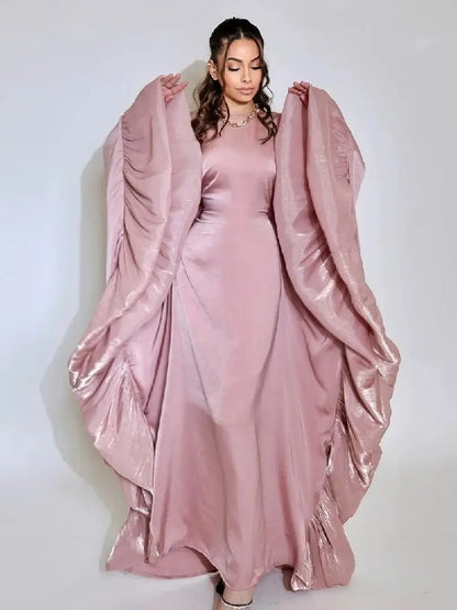 Helyn's Luxury Satin Abaya: Elegant Muslim Long Dress for Women