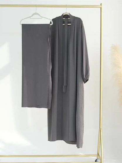 Cralom Ramadan Eid Abaya Kaftan Set with Hijab, Kimono & Dress