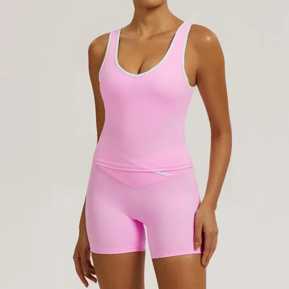 Cralom Nude Feel Butt-Lifting Yoga Set: Shorts & Sports Vest