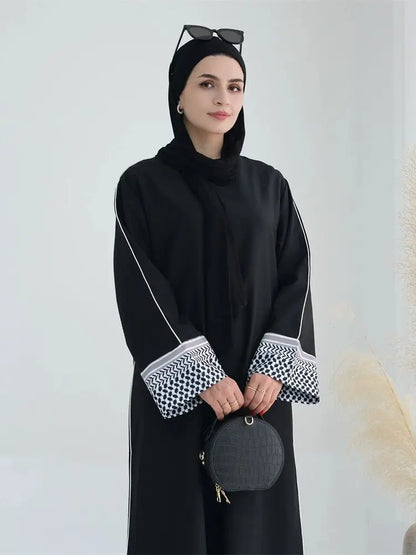 Cralom Black Ramadan Eid Modest Abaya Kaftan Dress