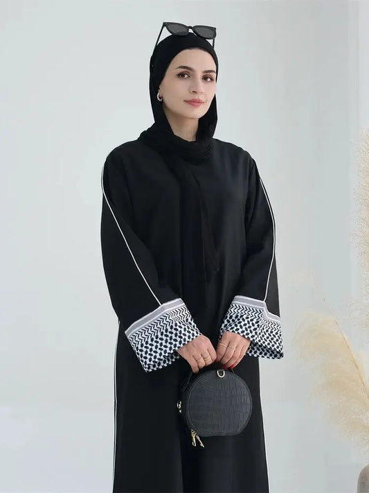 Cralom Black Ramadan Eid Modest Abaya Kaftan Dress