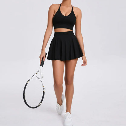 Cralom Women's Tennis Yoga Dress Suit Slim Fit Sports Fitness Skorts