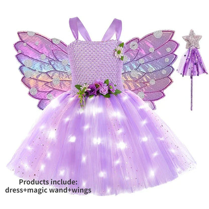 Cralom Fairy Tutu Dress with Wings - Halloween Cosplay Costume
