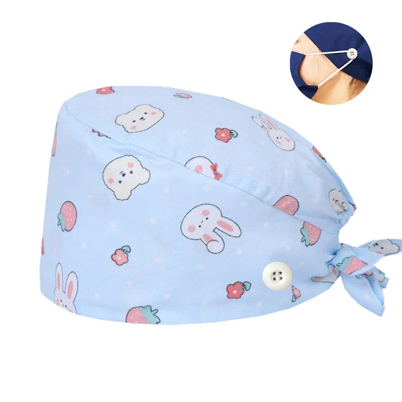 Cralom Cotton Scrub Caps with Sweatband for Medical Professionals