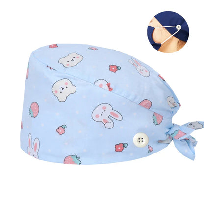 Cralom Cotton Scrub Caps with Sweatband for Medical Professionals