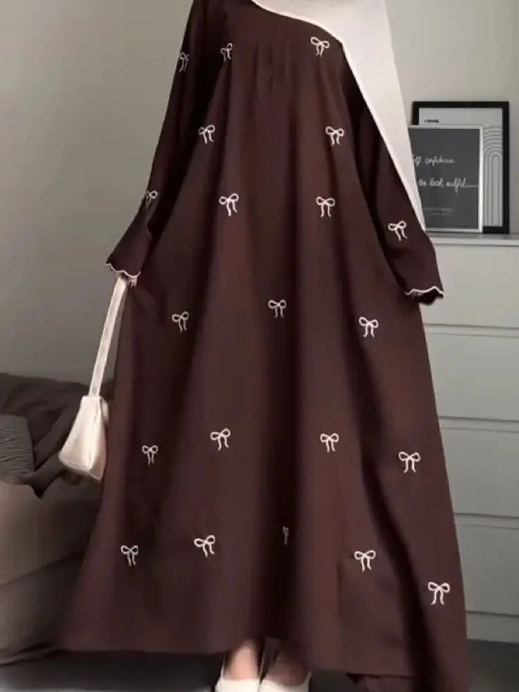 Cralom Butterfly Bow Abaya Kaftan Dress - Stylish Islamic Robe