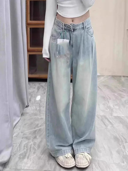 Cralom Summer Slimming Denim Pants - High Waist, Wide Leg, Floor Length