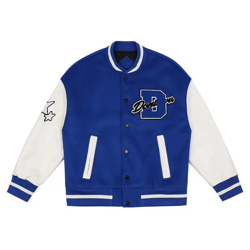 Cralom Flocking Baseball Uniform Jacket: Y2K Retro Vintage Lovers Motorcycle Casual Coat