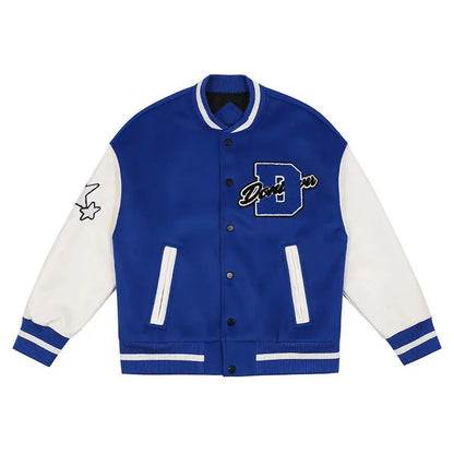 Cralom Flocking Baseball Uniform Jacket: Y2K Retro Vintage Lovers Motorcycle Casual Coat