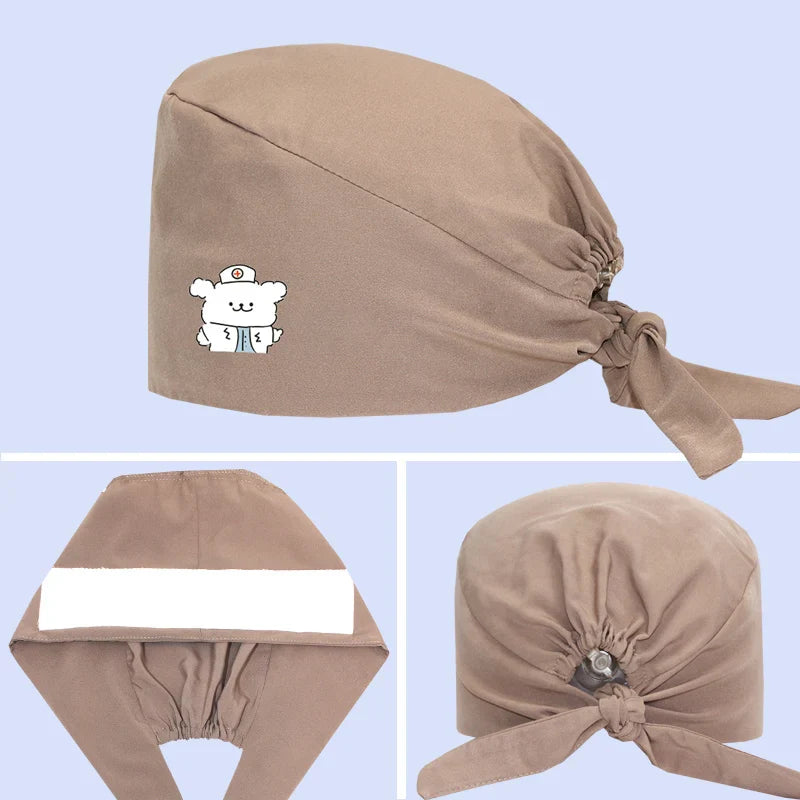 Cralom Women's Solid Scrubs Caps for Medical and Beauty Professionals
