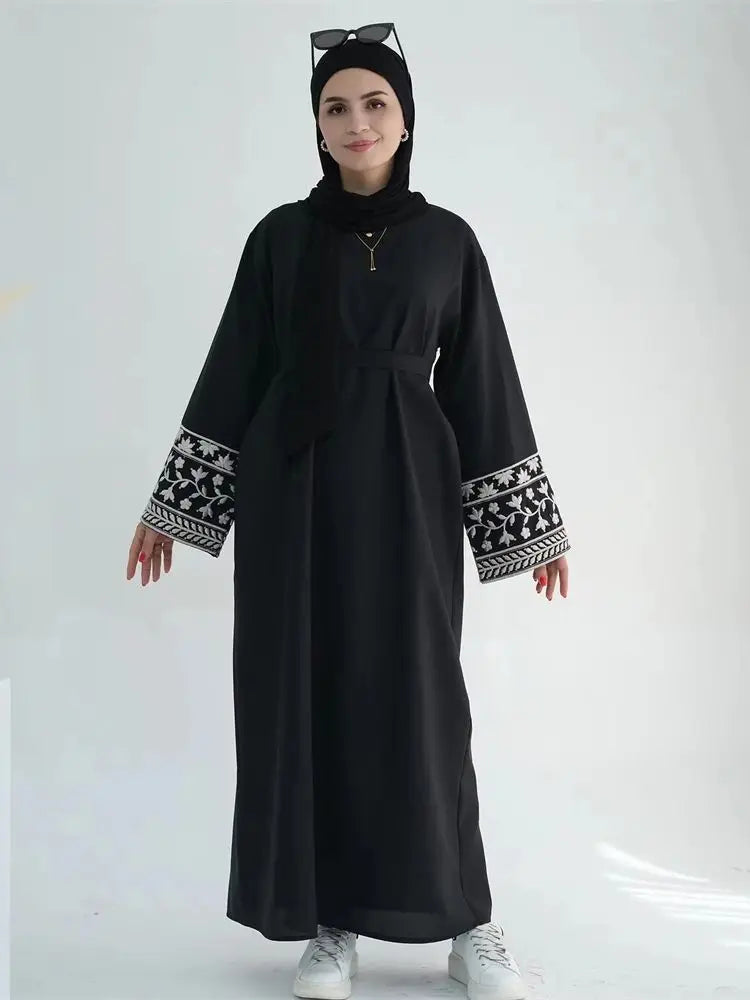 Cralom Black Eid Abaya Modest Dress for Muslim Women