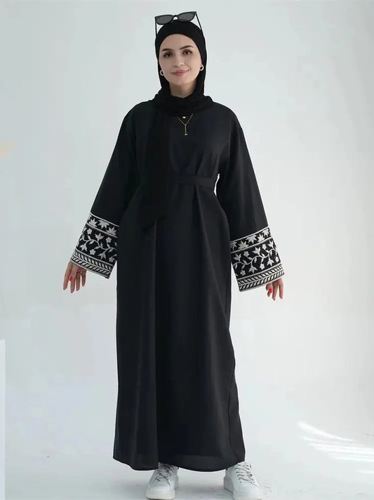 Cralom Black Eid Abaya Modest Dress for Muslim Women