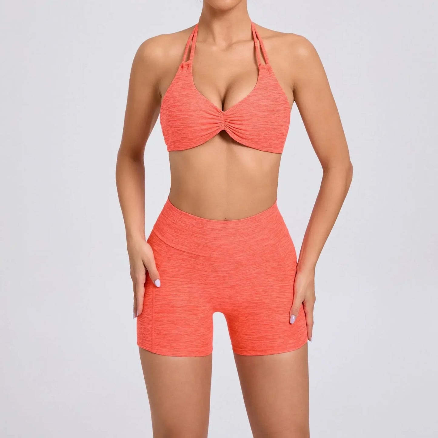 Cralom Women's Naked Feeling Yoga Set - Tight-Fit Sportswear with Side Pockets