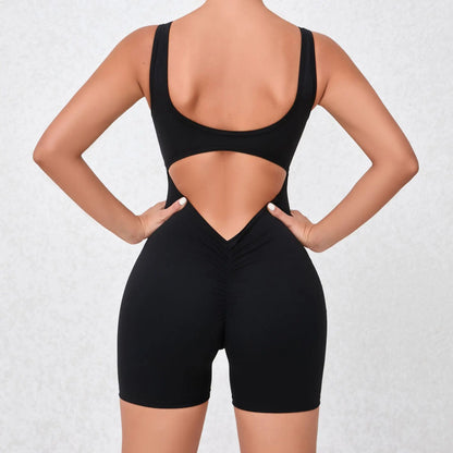 Cralom Strappy Yoga Fitness Jumpsuit Lifts Buttocks, High Elasticity Gym Romper