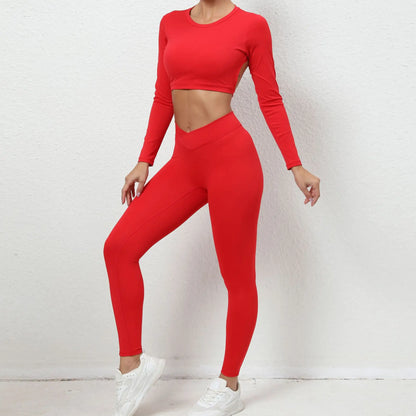 Cralom 2pcs Gym Set: Crop Top & Leggings Workout Yoga Suit for Women