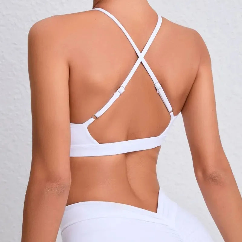 Cralom Cross Back Yoga Bra - Naked Feel Breathable Sports Fitness Top