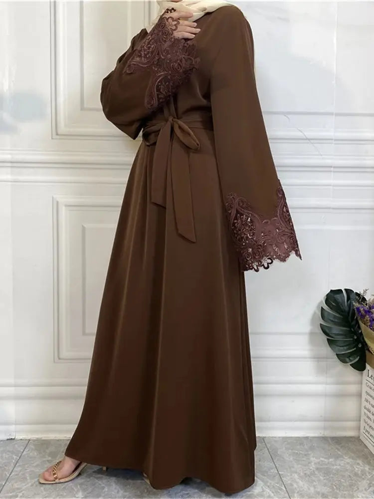 Cralom Ramadan Coffee Abaya Modest Dress Kaftan Robe