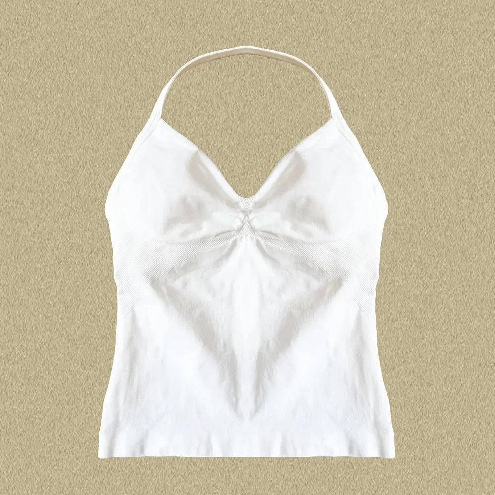 Cralom Seamless Longline Strappy Bra Tank Top with Pads for Yoga and Gym