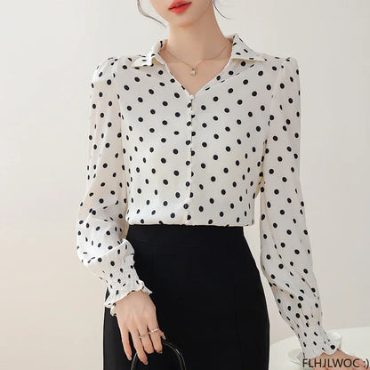 Cralom Polka Dot Tops: Sweet & Stylish Blouses for Fall Office Chic