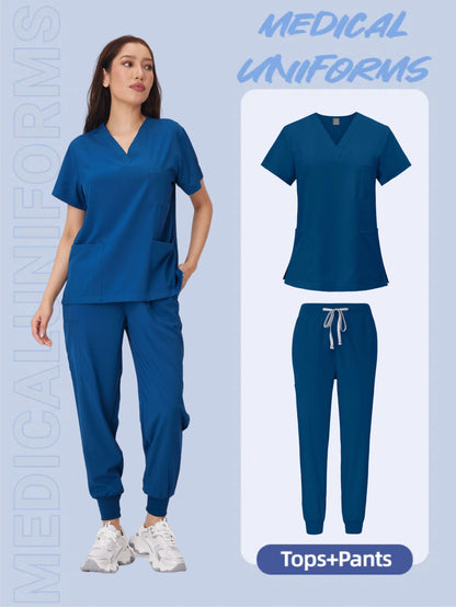 Cralom Anti-Wrinkle Nurse Scrubs Set with Pockets