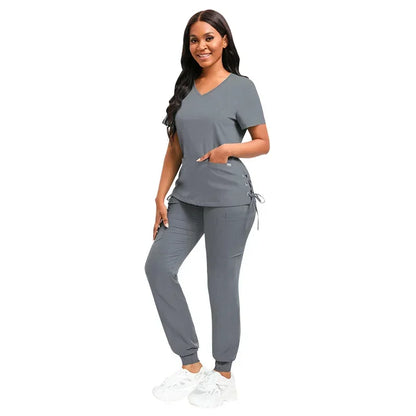 Cralom Women's Scrubs Set: Pink Navy Red Black Beauty Nurse Uniform