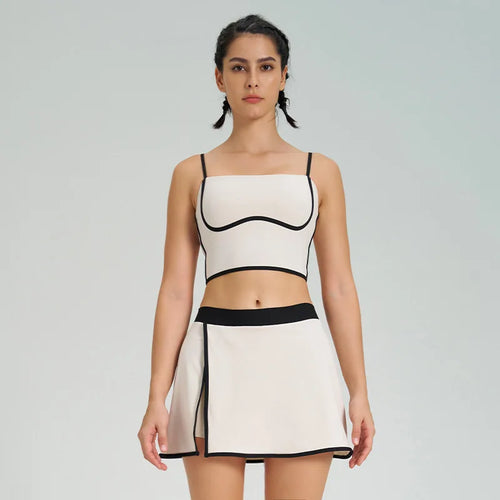 Cralom Women's Tennis Set: Vest & Skirt Fitness Yoga Gym Sportswear