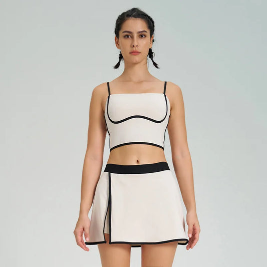 Cralom Women's Tennis Set: Vest & Skirt Fitness Yoga Gym Sportswear