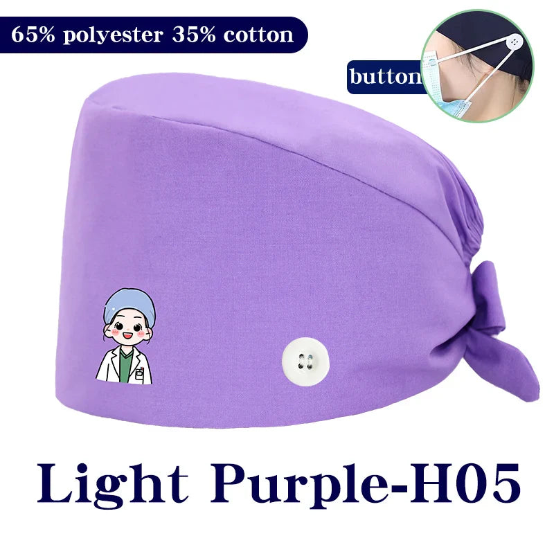 Cralom Cartoon Printed Surgical Scrub Caps for Medical & Pet Grooming Pros