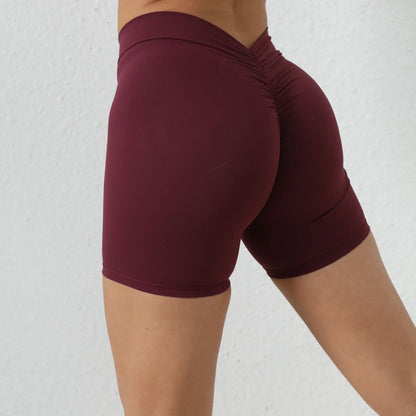 Cralom High-Waist Ruffled Booty Lift Yoga Shorts