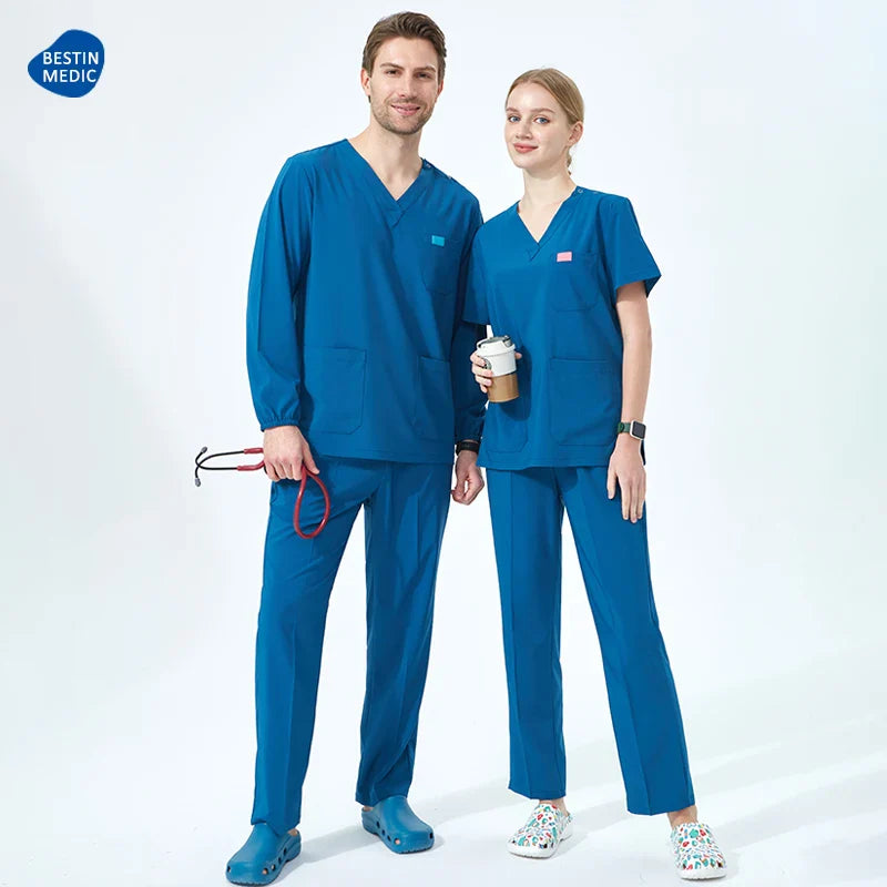 Cralom Unisex Scrub Top & Drawstring Pant Set for Medical, Beauty & Spa