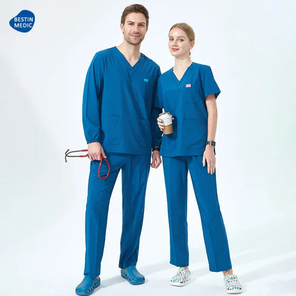 Cralom Unisex Scrub Top & Drawstring Pant Set for Medical, Beauty & Spa