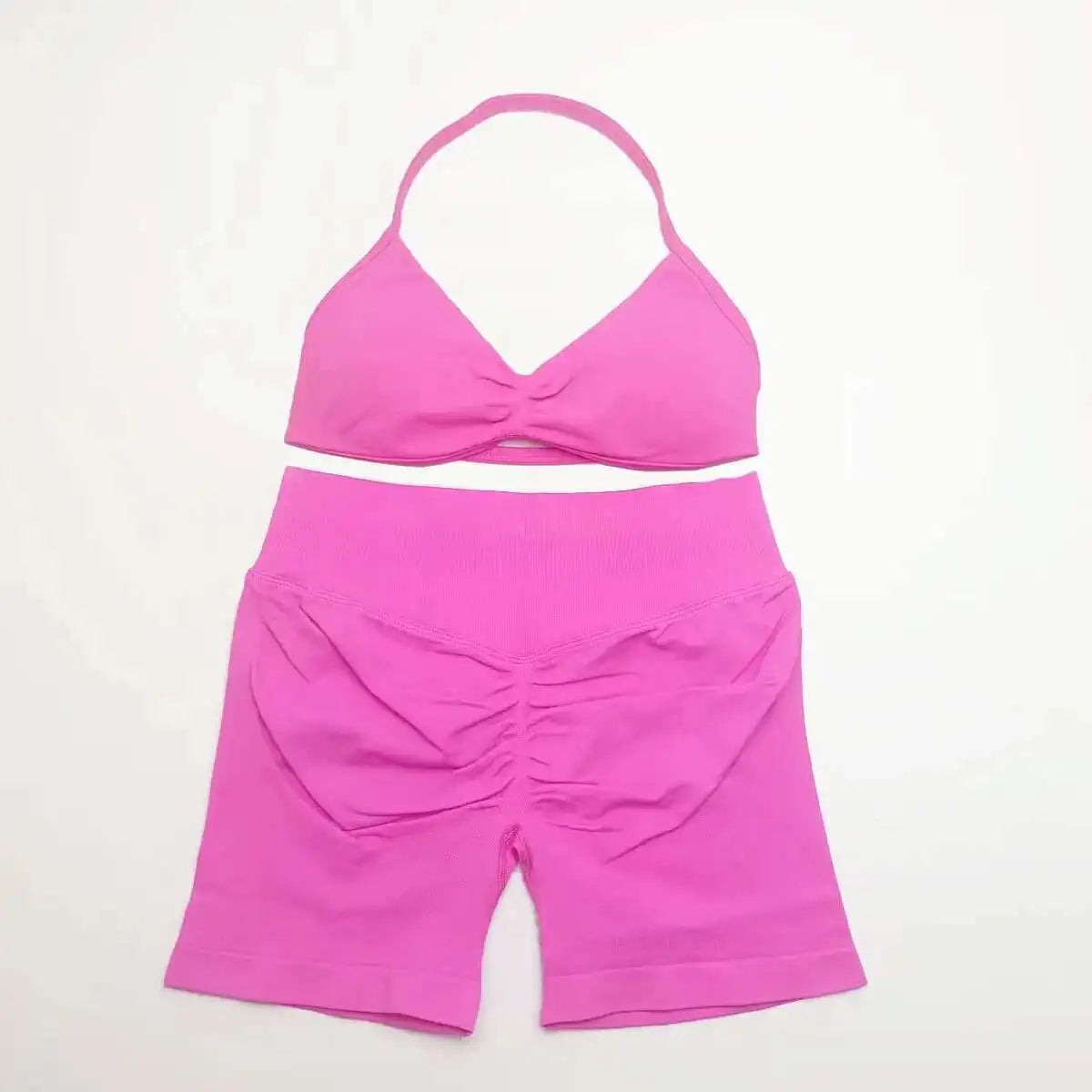 Cralom Strappy Bra & Shorts Yoga Set for Women - Pilates Fitness Sportswear