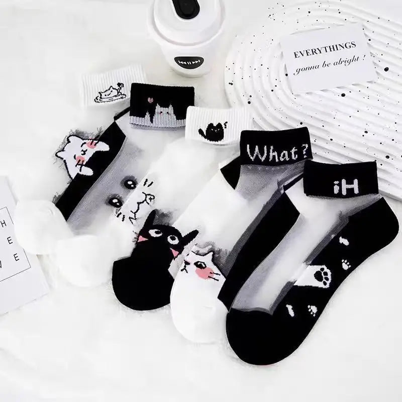 Cralom Striped Black & White Kids Short Socks for Spring & Summer