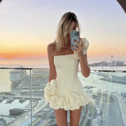 Cralom Ruffled Flower Bud Hip Skirt - Summer 2025