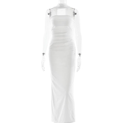 Cralom Strapless Waist Cinching Long Skirt - Elegant & Sexy Hip Hugging Dress