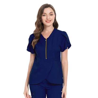 Cralom Women's Solid Color Hospital Scrub Set