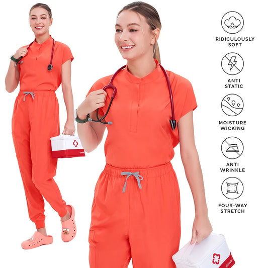 Cralom Premium Mandarin Jogger Scrub Set for Hospital Workwear
