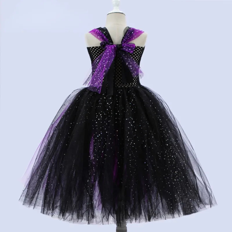 Cralom Sequins Mesh Bubble Skirt: Easter Bat Cosplay Dress for Witch Role