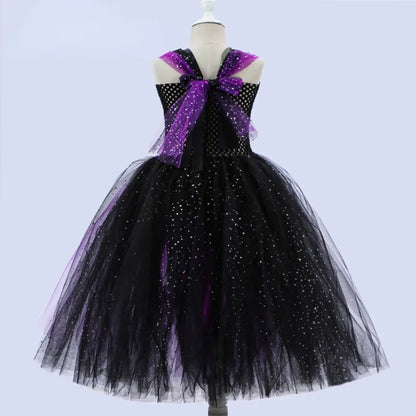 Cralom Sequins Mesh Bubble Skirt: Easter Bat Cosplay Dress for Witch Role