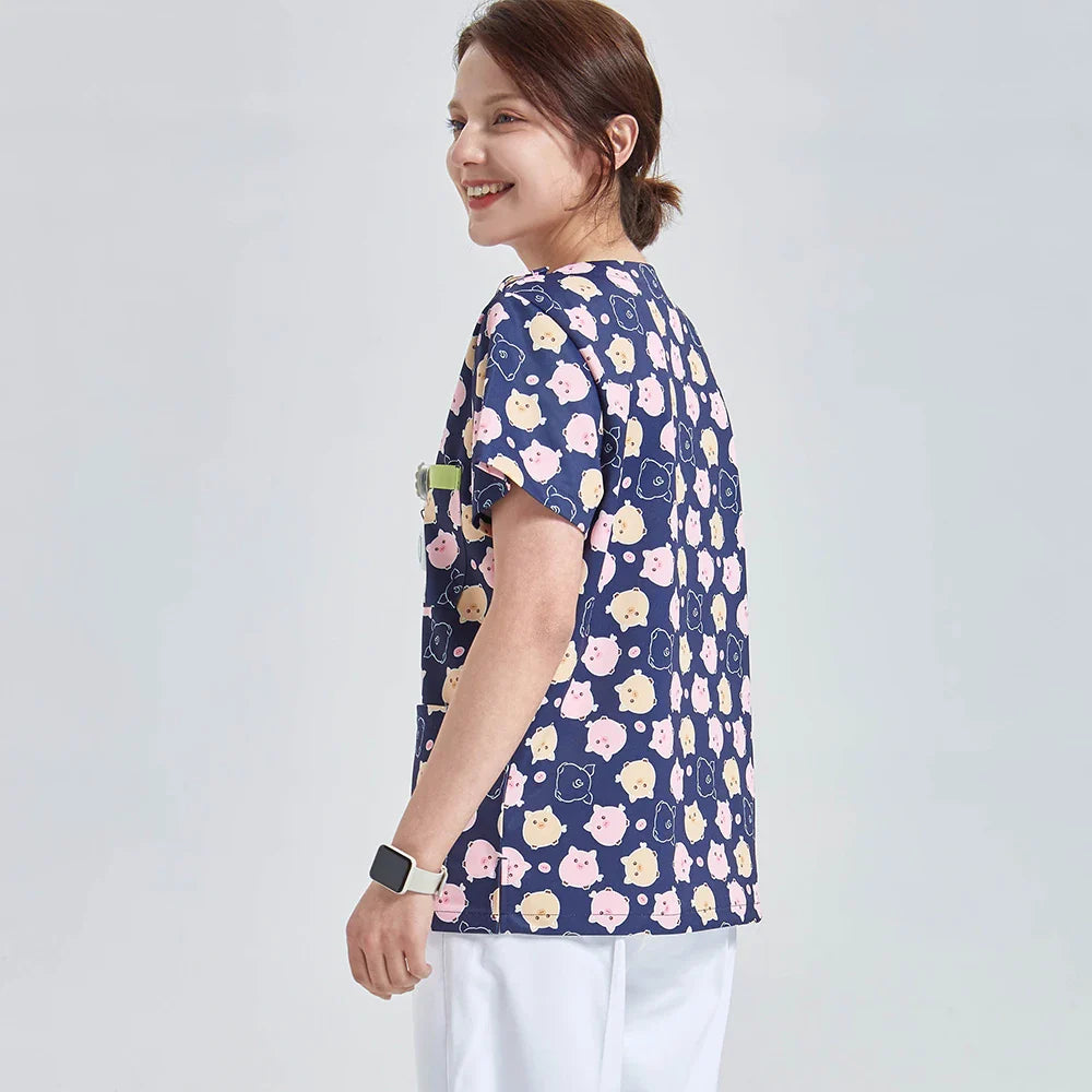 Cralom V-Neck Nurse Scrub Top - Anti-Static Medical Workwear