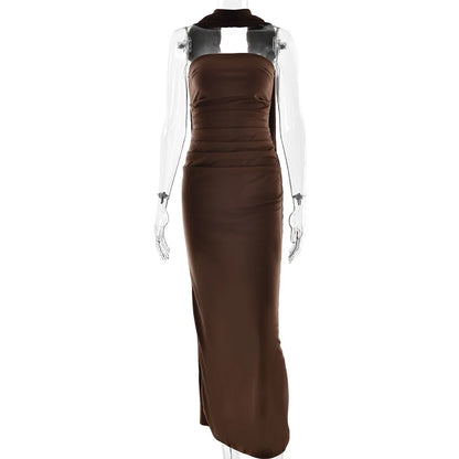 Cralom Strapless Waist Cinching Long Skirt - Elegant & Sexy Hip Hugging Dress