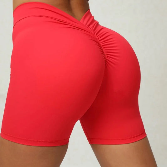Cralom High Waist V-Shaped Yoga Shorts for Women