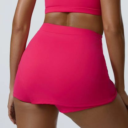 Cralom High Waist Yoga Tennis Skirt Fitness Shorts for Women