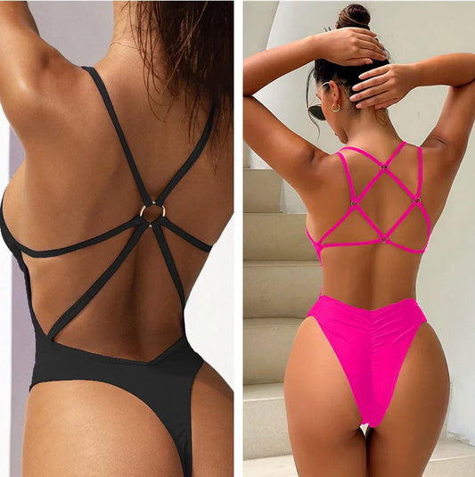 Cralom Backless One Piece Swimsuit - Brazilian Sexy Swimwear for Women