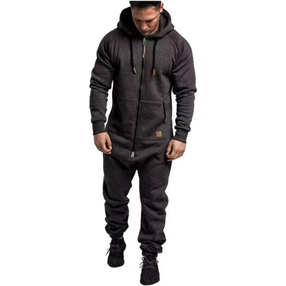 Cralom Men's Hooded Fleece Jumpsuit - Premium Workwear Set
