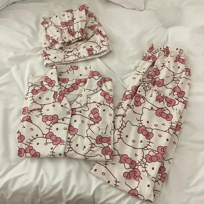 Sanrio Hello Kitty Long Short Pajama Set for Girls by Cralom
