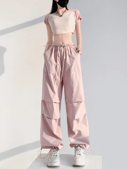 Cralom Vintage Cargo Capris with Pockets & Lace-Up Detail