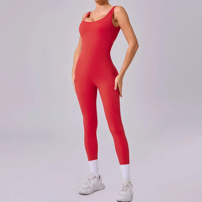 Cralom Yoga Jumpsuit: Seamless Beauty Back Fitness One-piece Leggings for Women
