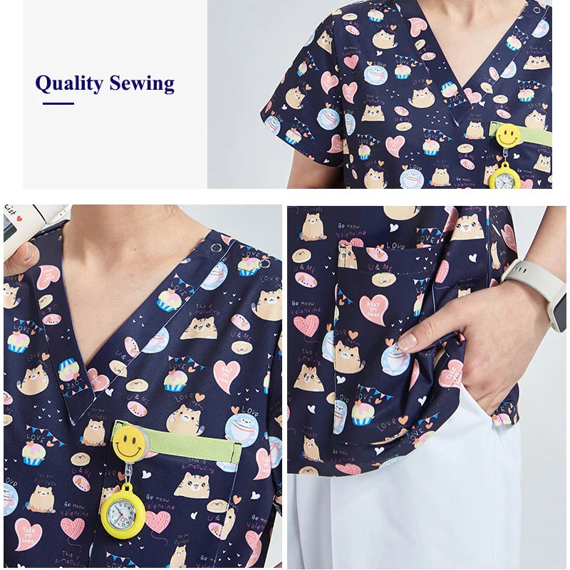 Cralom V-Neck Nurse Scrub Top - Anti-Static Medical Workwear