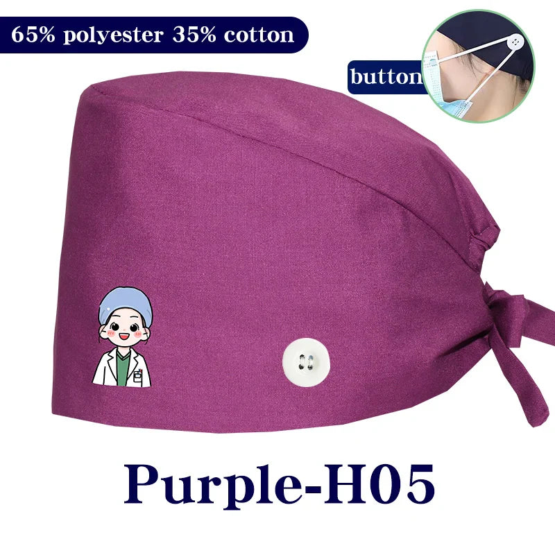 Cralom Cartoon Printed Surgical Scrub Caps for Medical & Pet Grooming Pros